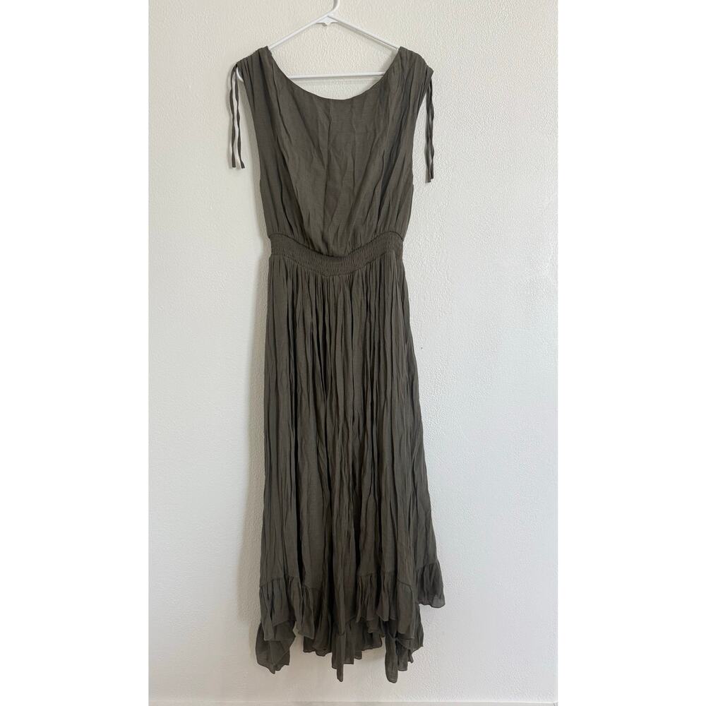 Joyfolie Women's Gia Maxi Dress Olive Green Boho Ruffle Prairie Size Large - Picture 2 of 6